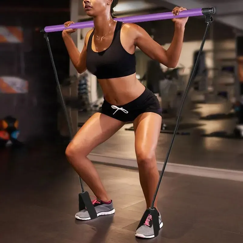 Multifunctional Pilates Stick With Resistance Band For Body Shaping image 4