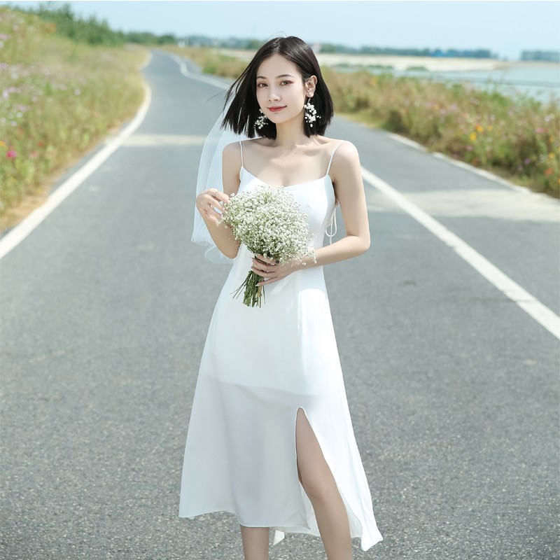 Minimalist Seaside Beach Photo Dress White - Shop at LoveMi