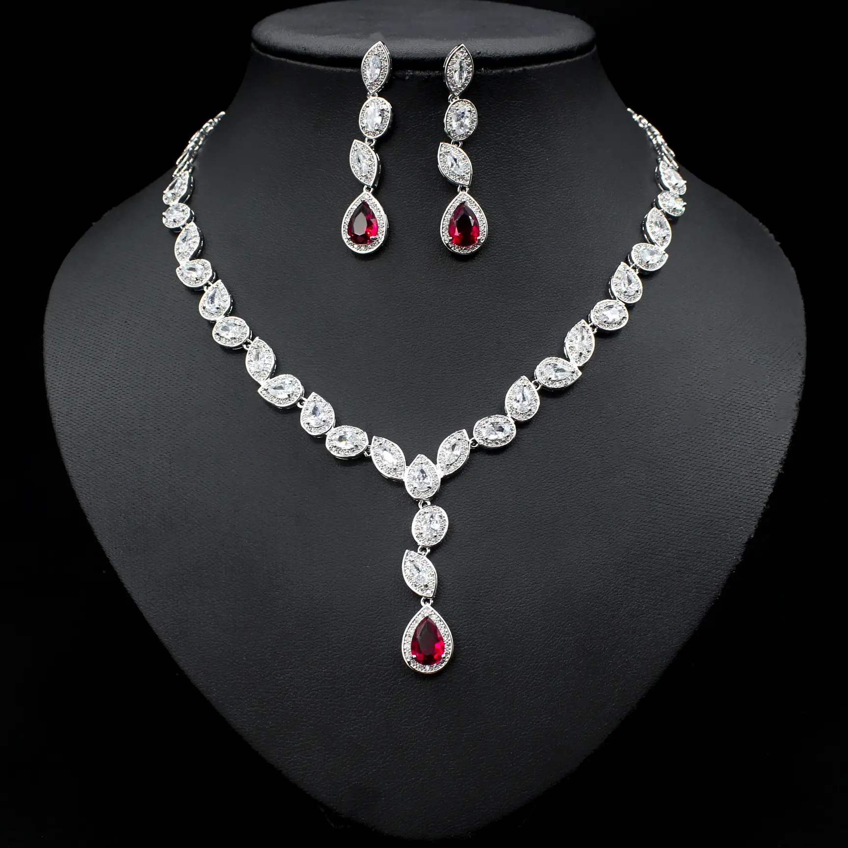 Colorful Zircon Necklace Earrings Clavicle Chain Female