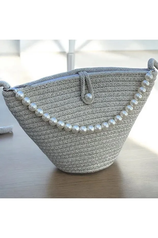 Women Beige Pearl Design Classic Shoulder Bag Elegant Daily Handbag - Shop at LoveMi