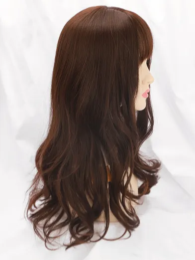 Medium-length Fluffy Big Wavy Bangs - Brown