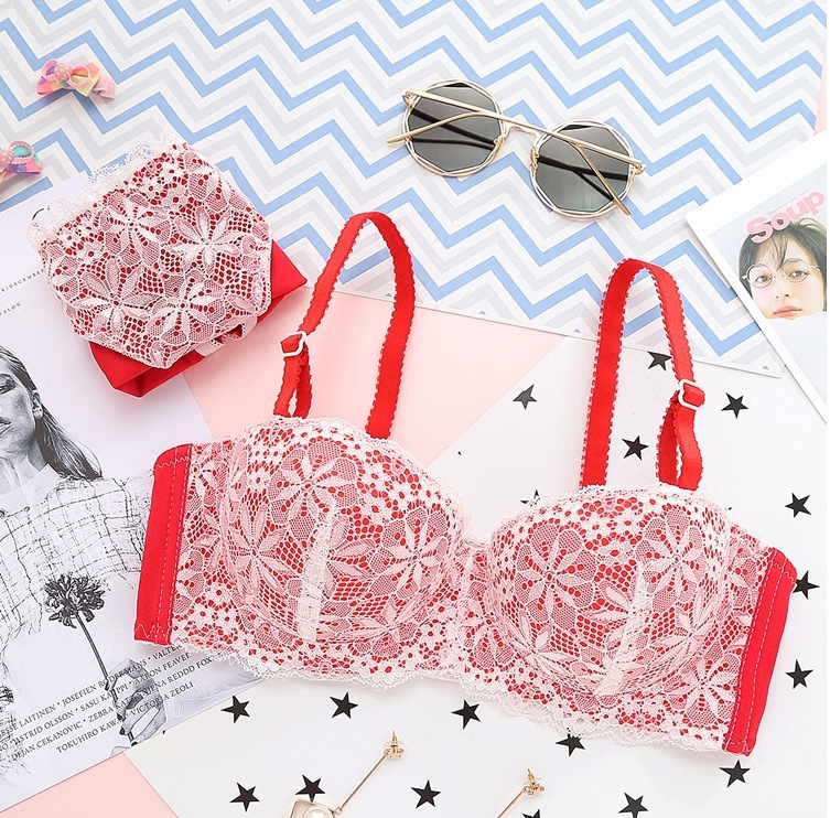 Title 8, Lace Sweet And Cute Pattern Breathable Girl Bra...