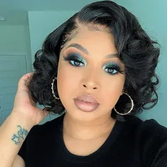 Short Curly Scalp Women's Fashion Wig - Black - View 1