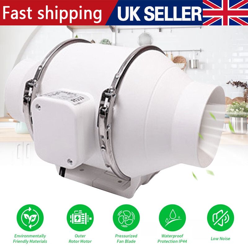 1o0mm 4Inch Diameter Inline Extractor Fan Bathroom Shower Ceiling Loft Mount. — image 6