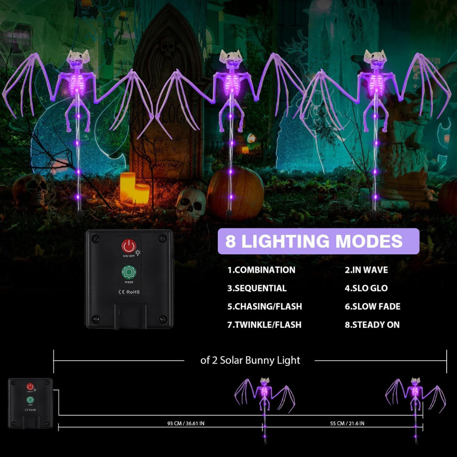 Lampes solaires de jardin chauves-souris Halloween 5