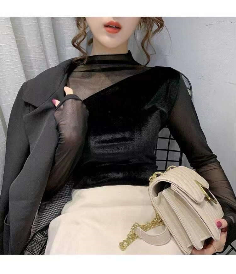 Fashion Lace See-Through Inside Women's Tops