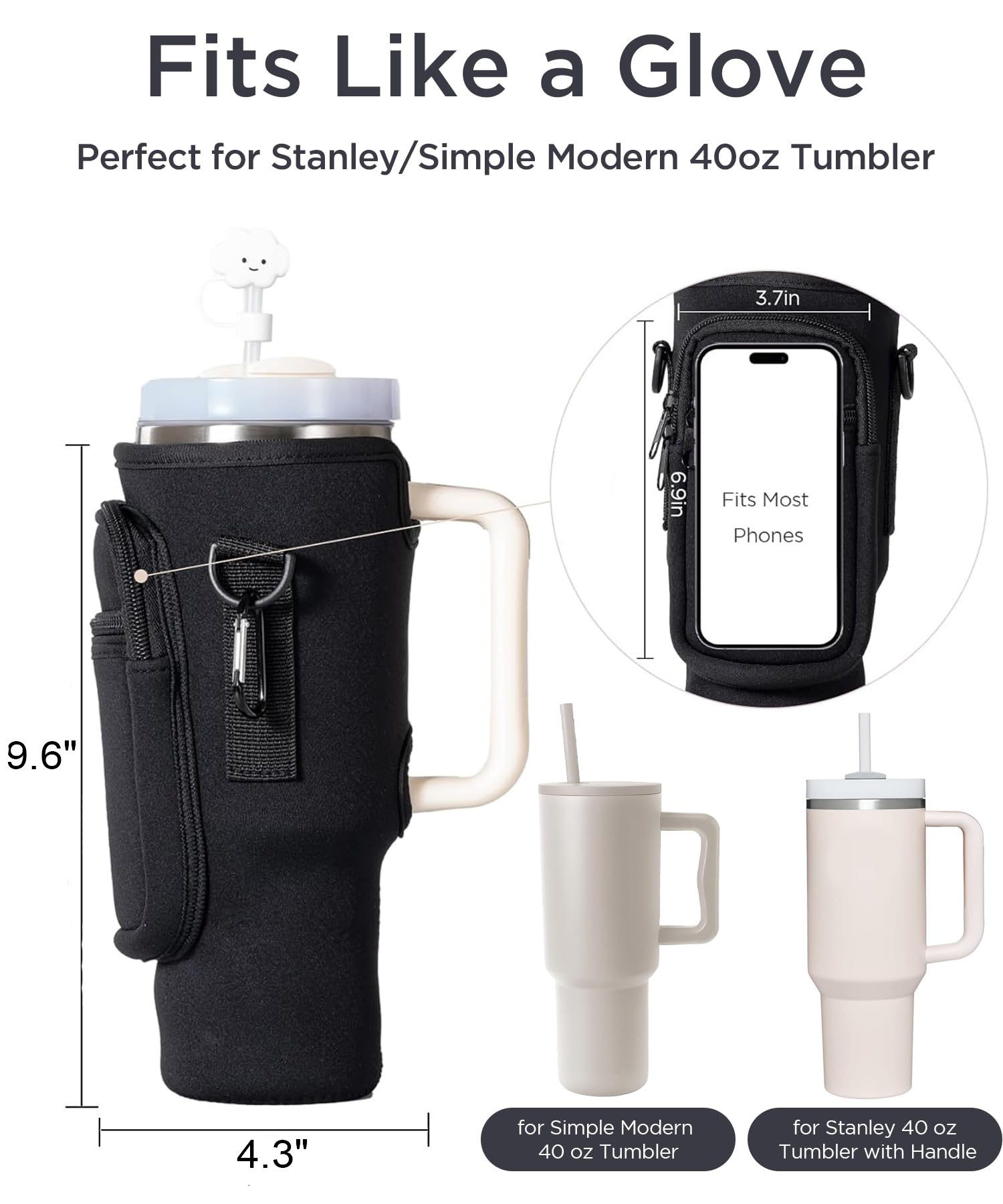 water bottle carrier bag with phone pocket for tumbler neoprene water bottle holder pouch with adjustable strap bollus with straw cover and carabiner for cup accessories drinkware mug