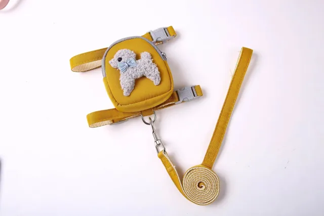 Dog Cat Lead Rope Chest Braces Pet Chain Snack Pack Yellow - Shop at LoveMi