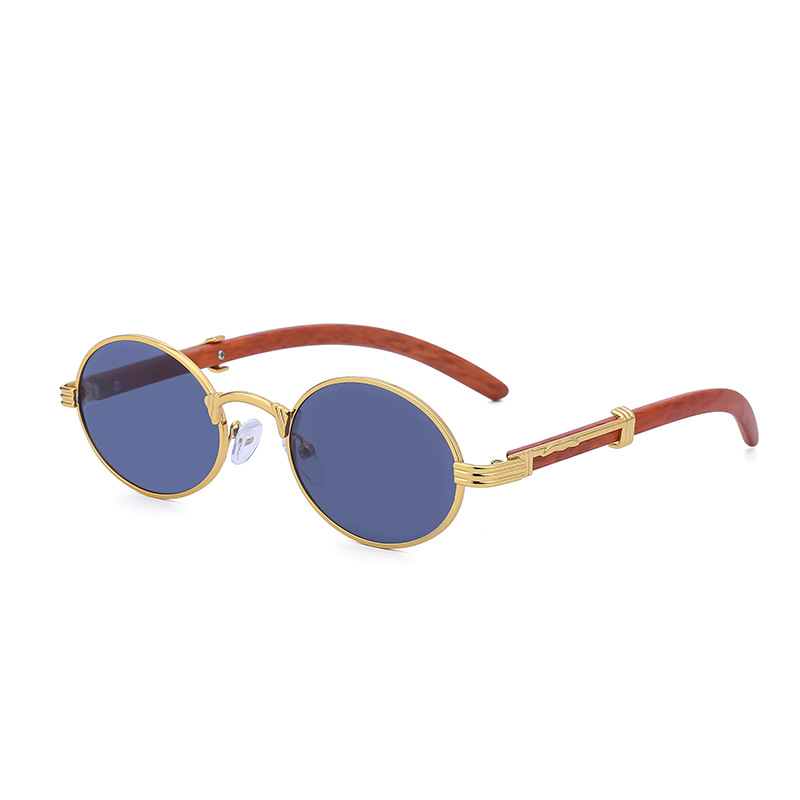 Title 9, Retro Wood-like Sunglasses with Small Round Frame