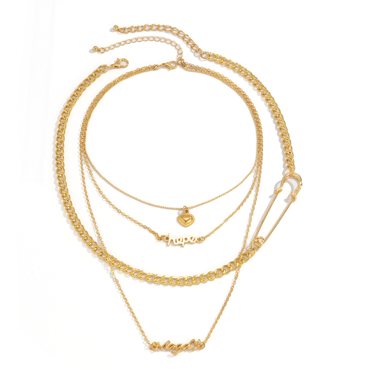 Pin Peach Heart Letter Clavicle Necklace Simple Punk Sweet Cool Geometric Necklace