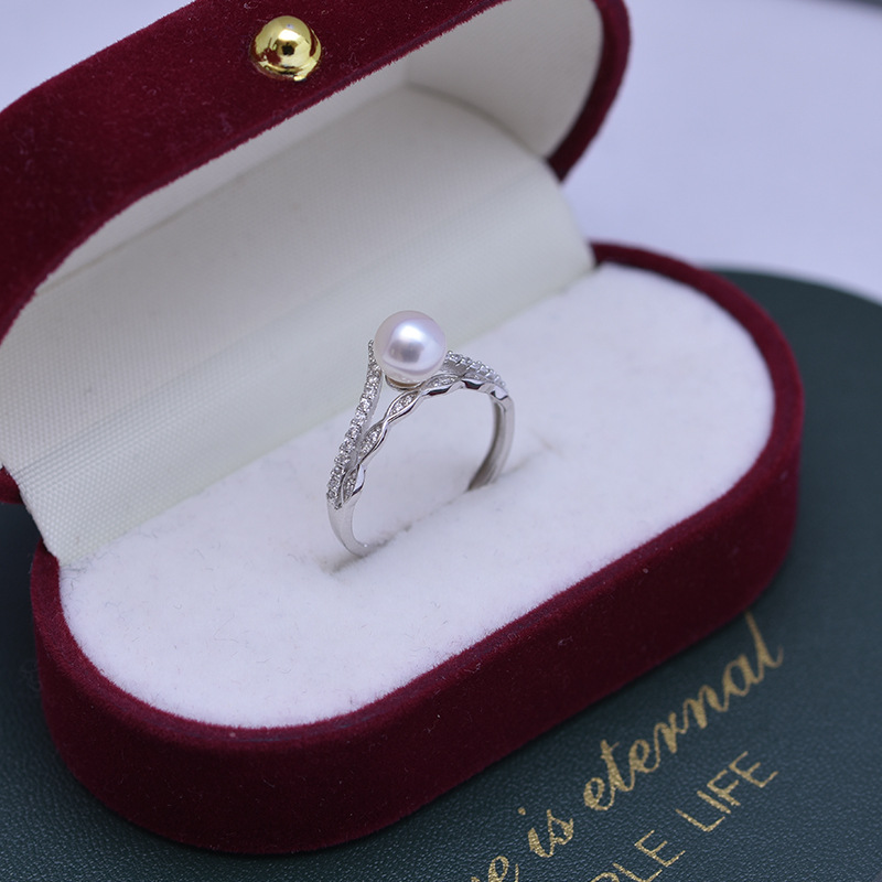 Title 8, Freshwater Pearl Perfect Circle White Ring S925...