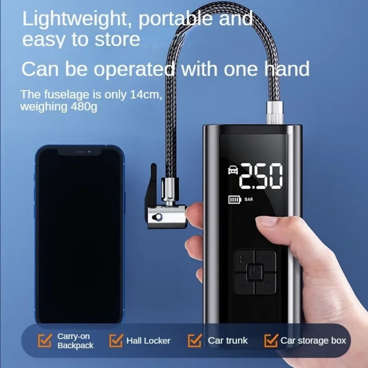 Portable Tire Inflator Rechargeable Electric For Car Bicycle Digital Air — image 2