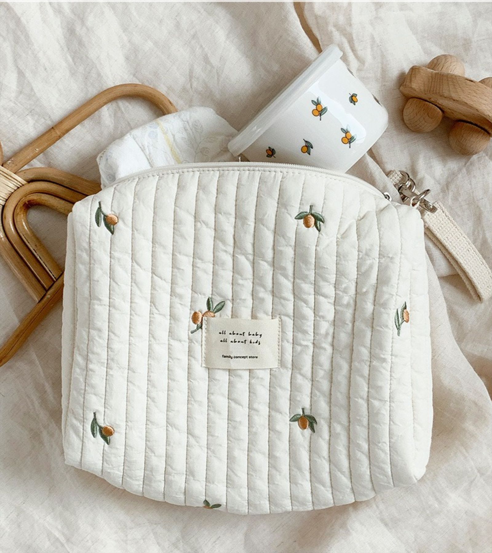 New Year Zipper Embroidery Quilted Cotton Mummy Bag