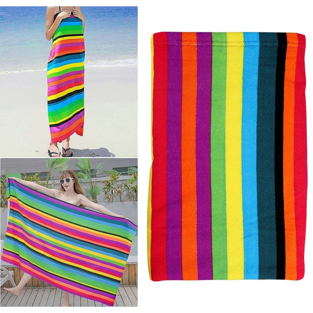 Travel Towel Striped Extra Large Microfibre Lightweight Beach Towel Quick Dry 5