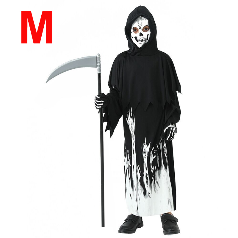 Glow In The Dark Grim Reaper Halloween Boys Fancy Dress Complete Outfit 5-9 — image 4