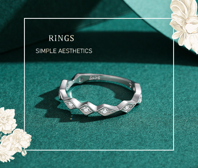 S925 Silver Simple Geometric Micro-set Ring