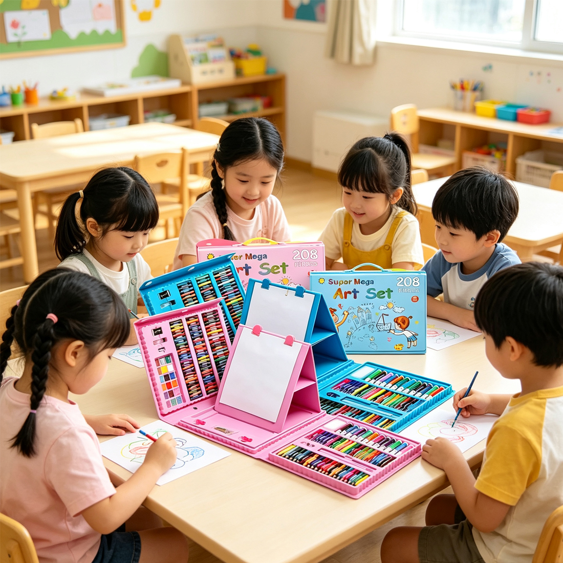 208 Pcs Art Set Kids Childrens Colouring Drawing Painting Arts & Crafts Case UK — image 6