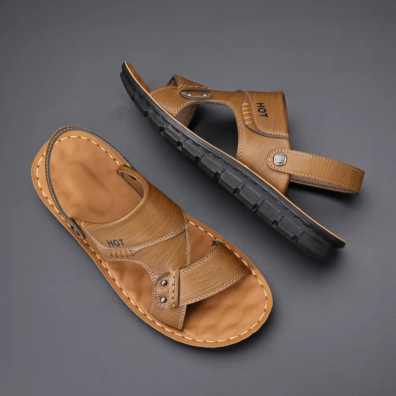 Men's Soft Leather Sandals, Summer Anti-slip Genuine