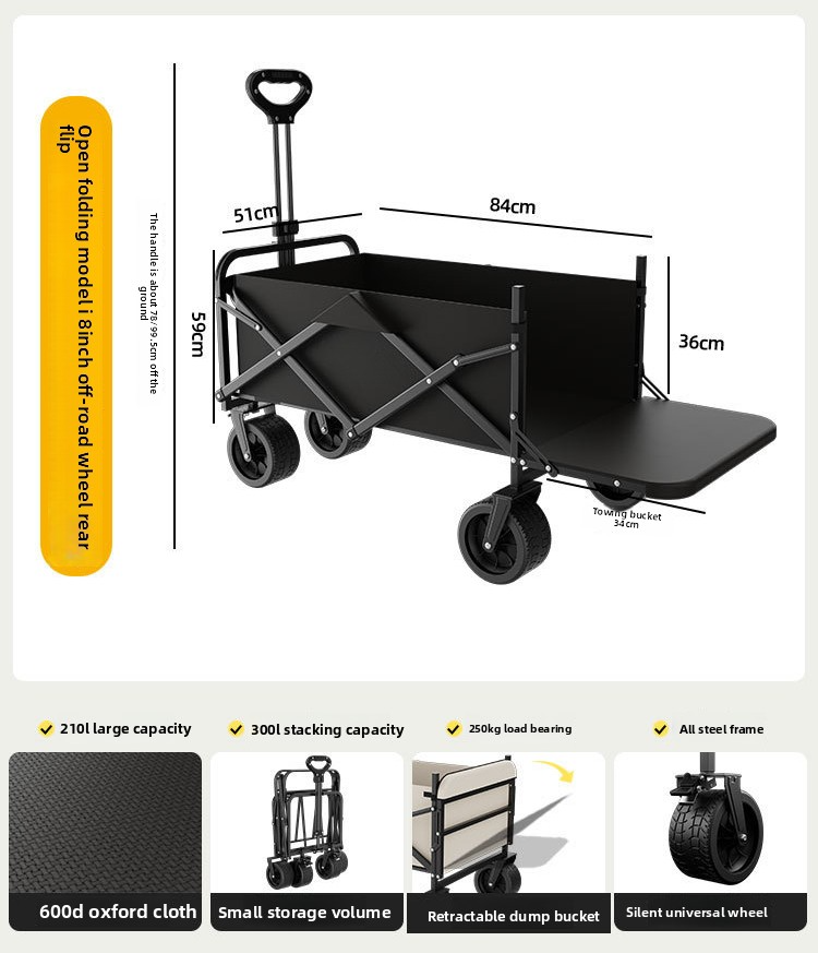 Foldable Travel Trailer Outdoor Camping Wagon For Picnic And Campsite Use 3