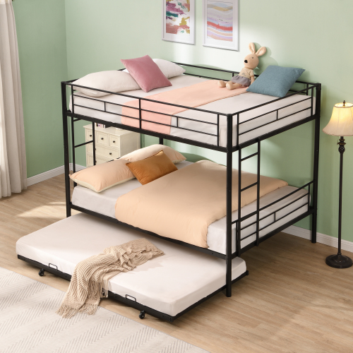 Full Over Full With Trundle Metal Bunk Bed view 4