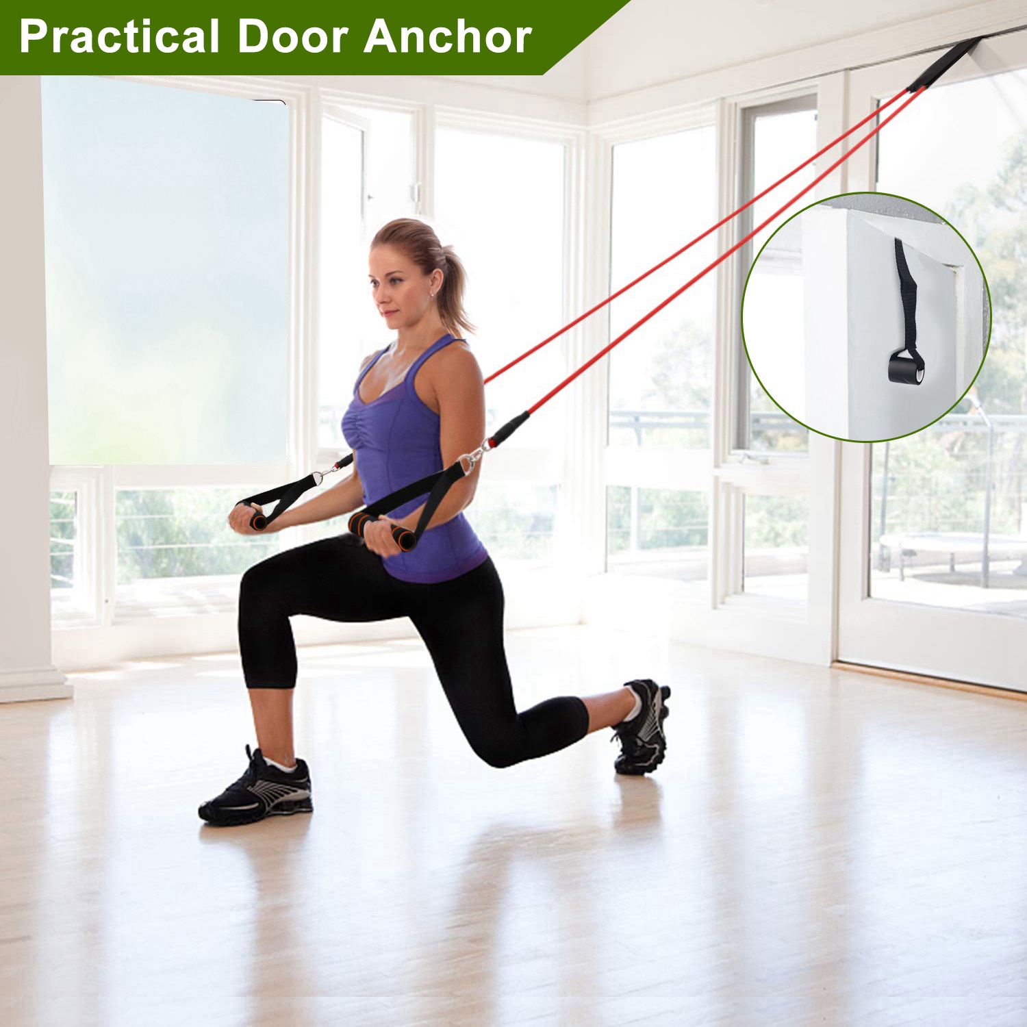 11Pcs Resistance Bands Set Fitness Workout Tubes Exercise Tube Bands Up To With Door Anchor Handles Ankle Straps For Physical Training Yoga Pilates