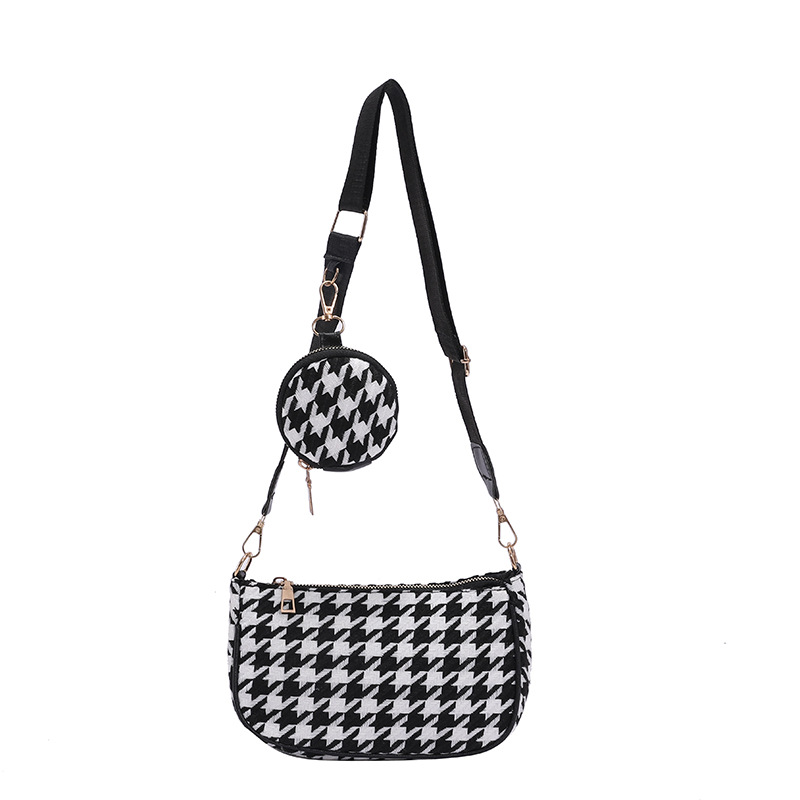 Western-style Simple Plaid One-shoulder Messenger Small Square Bag