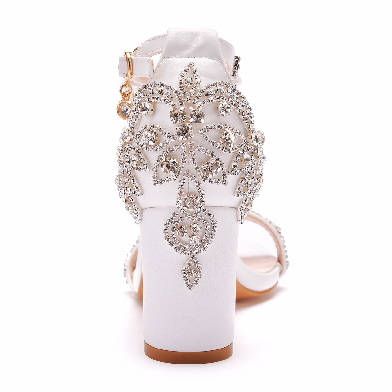 Title 7, Chunky Heel Low-cut One-strap Beaded Sandals Sq...