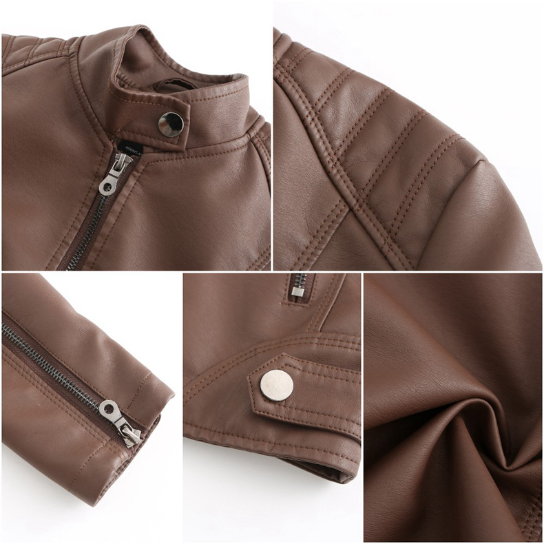 Title 24, Mens Biker Oversized Stand Collar Leather Jack...