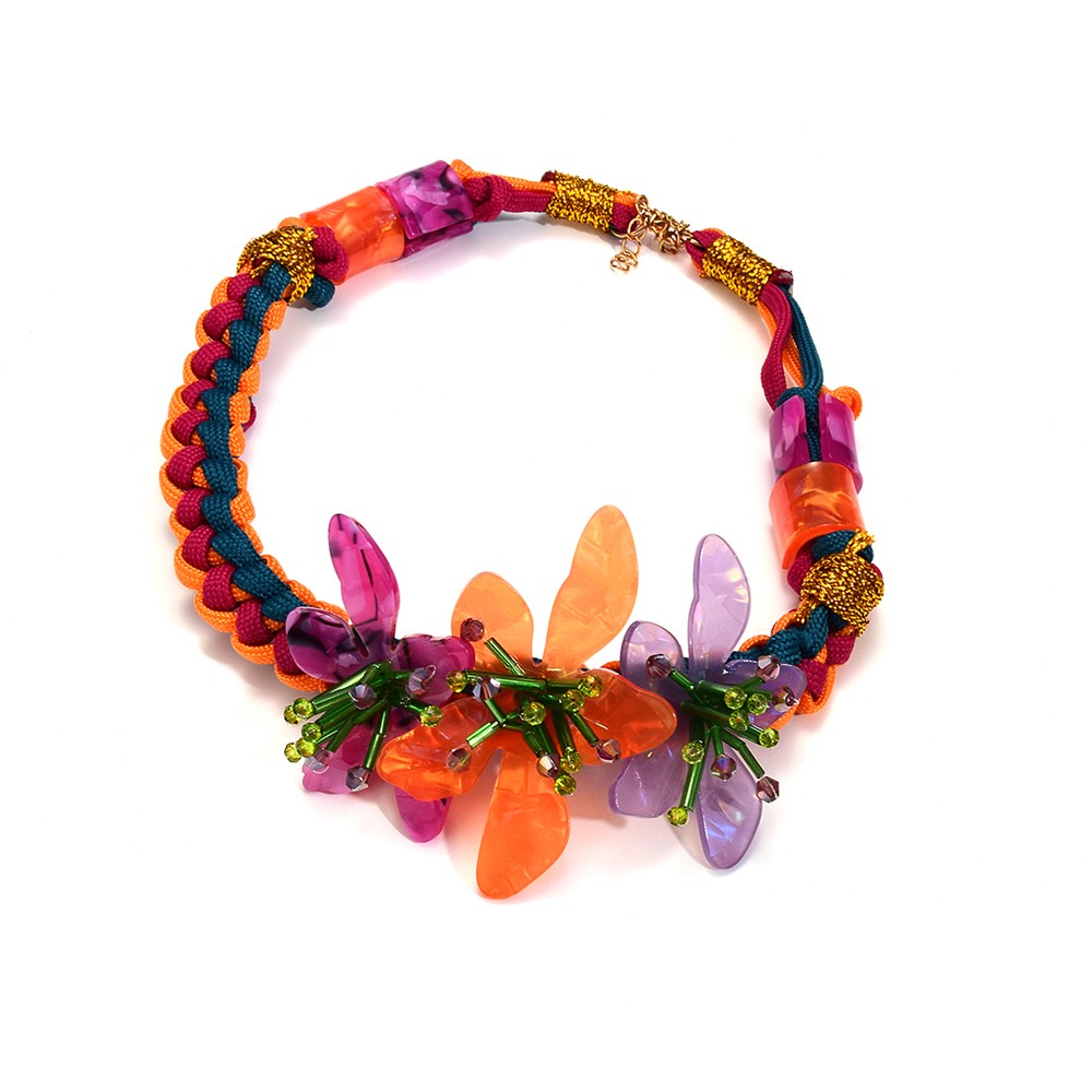 Colored Resin Flower Necklace