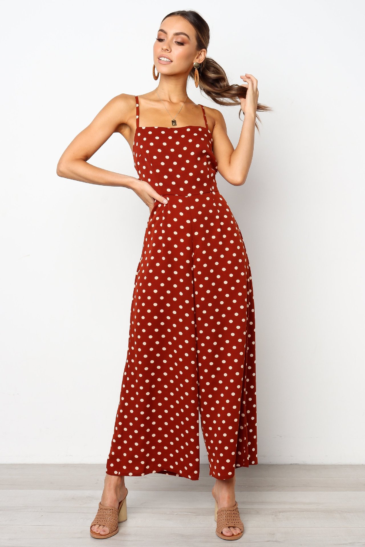 Title 4, Polka Dot Sling Sexy Backless Straight Jumpsuit...