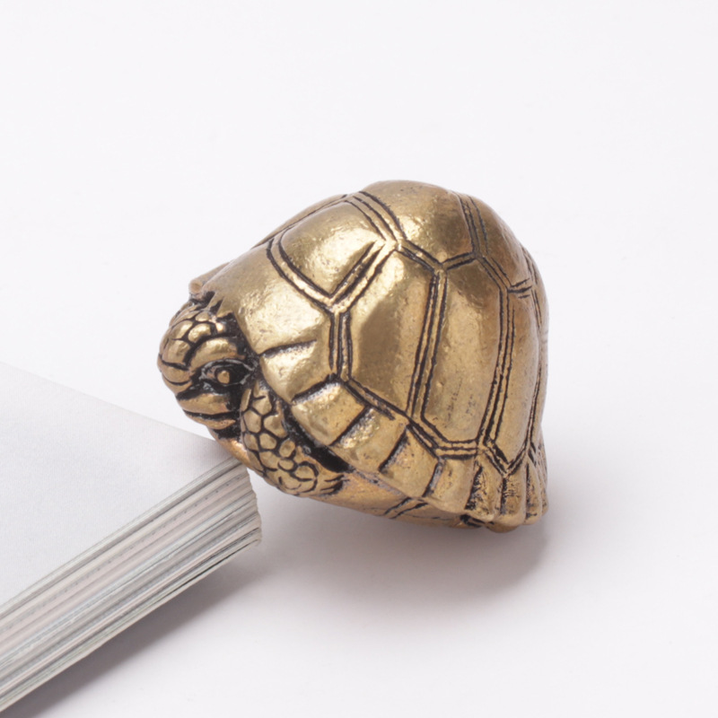 Brass Office Desk Paperweight Ornament (Hawk billed turtle