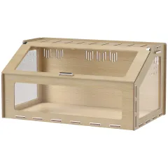 39 Inch Hamster Cage Habitat With Acrylic Window & Openable Top For Hamster, Gerbil, Guinea Pig, Rat, Oak - Oak - View 1