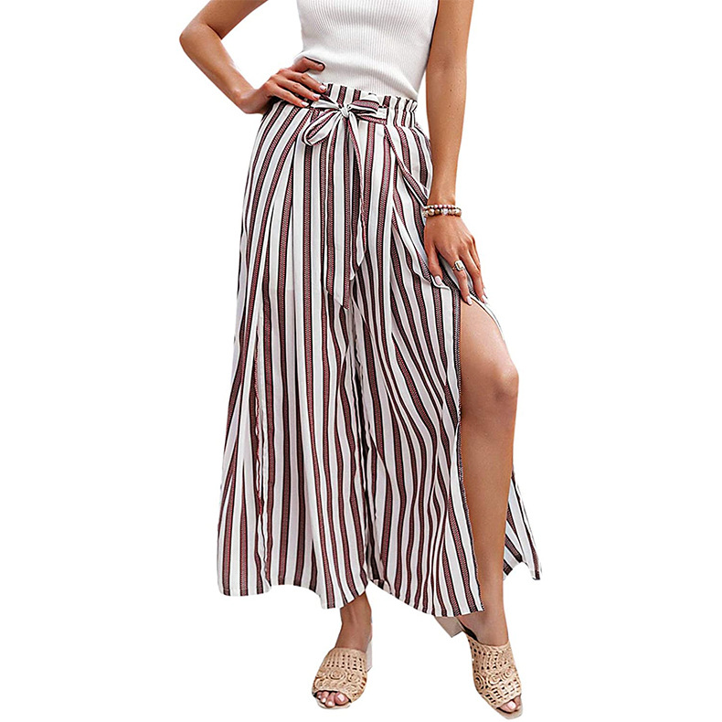 Printed Slit Ultra-thin Trousers Straight Loose Slacks