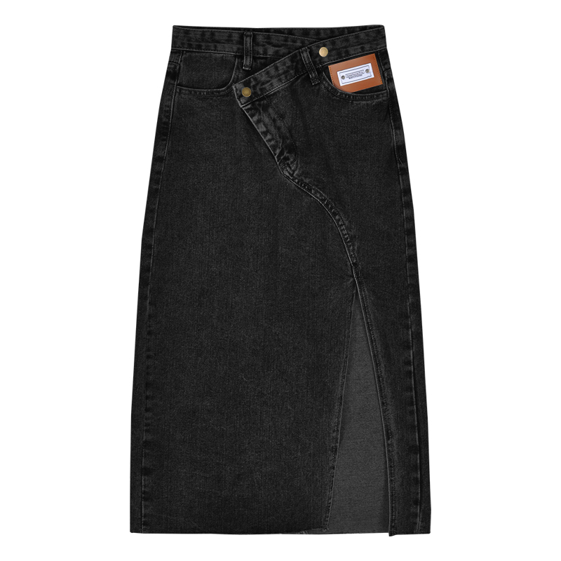 Title 5, Womens Summer Irregular Slit Denim Skirt, a st...