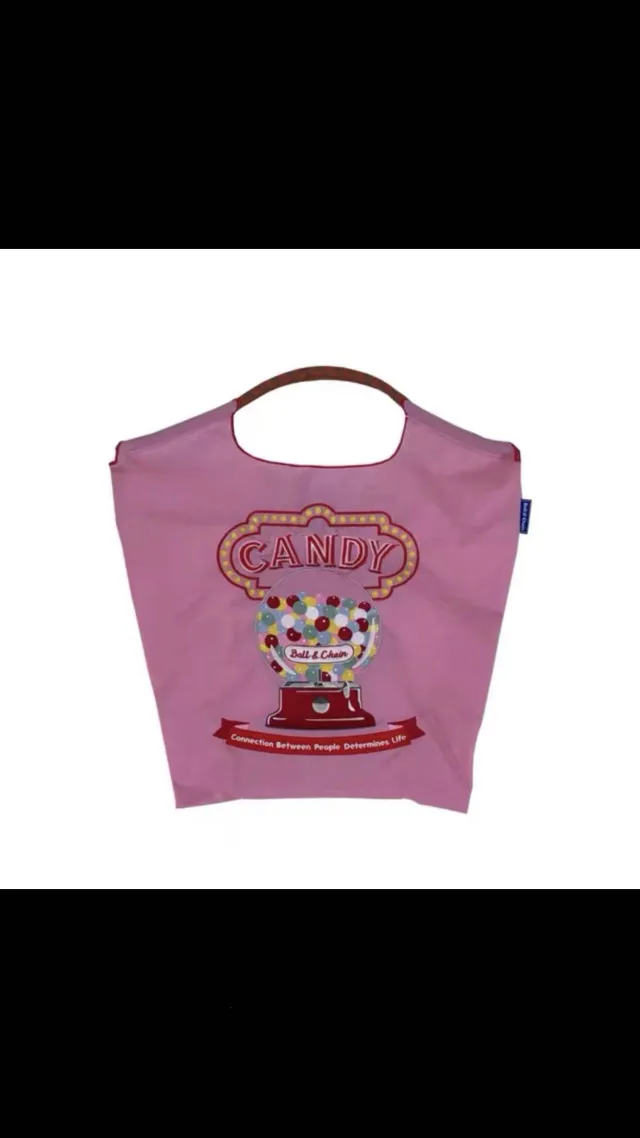 Ball Chain Embroidered Shopping Nylon Tote Bag Red - Shop at LoveMi