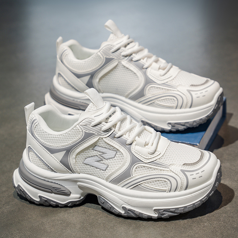 New Spring Autumn Men's Chunky Dad Shoes, Breathable Mesh Trendy Versatile Thick Sole Height Increasing Casual Sports Sneakers