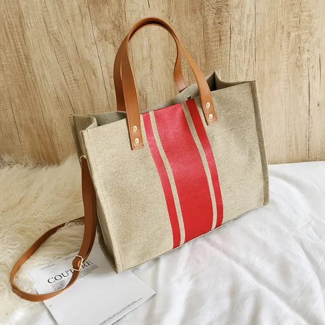 Portable Briefcase OL Professional Business Commuting Stripes Handbag Red - Shop at LoveMi