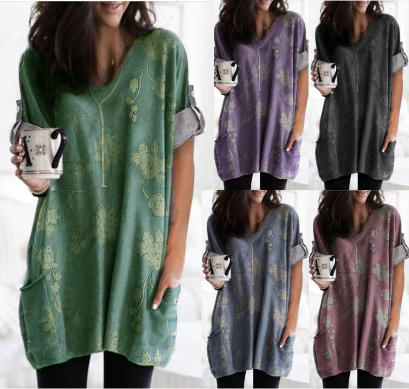 Title 4, Summer And Autumn Printed V-neck Long-sleeved T...