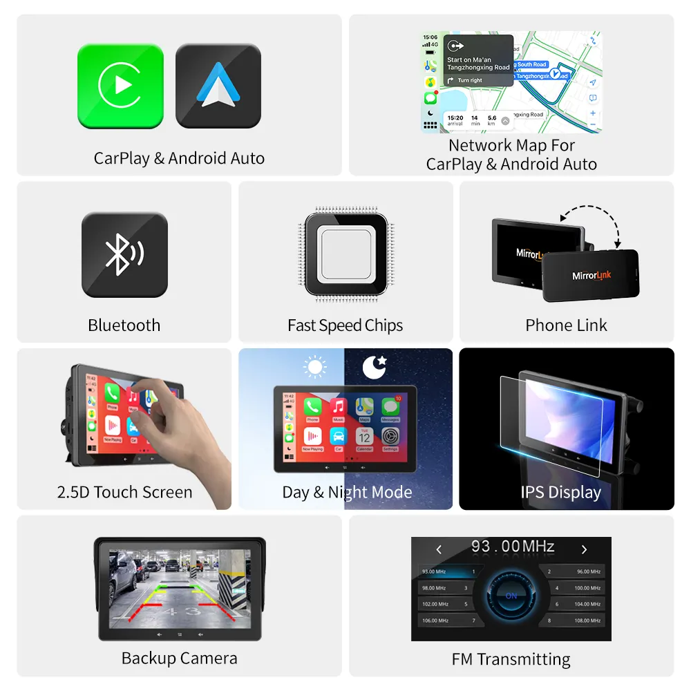7 Car Wireless CarPlay Display Cigarette Lighter