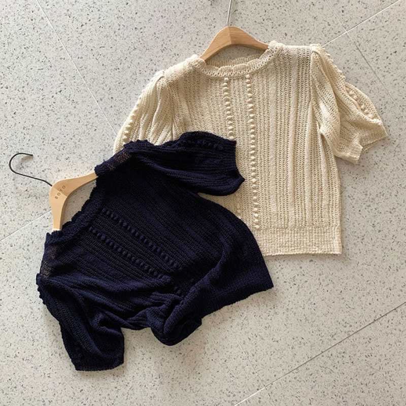 Women's Fashion Temperament Knitted Sweater Round Neck Top