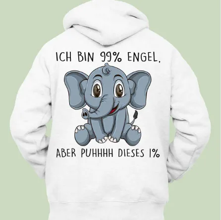 Korean Loose Hoodie Elephant Print Long Sleeve Loose Style White2 - Shop at LoveMi
