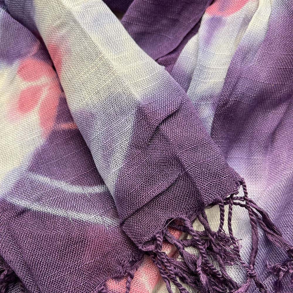 2pcs Lilac Purple Floral Tassel Trim Scarf,offers Graceful Movement Flowy Boho Scarf,vacation,daily Life,evening Party,Office Appropriate Subtlety For Women Men - Men's Clothing