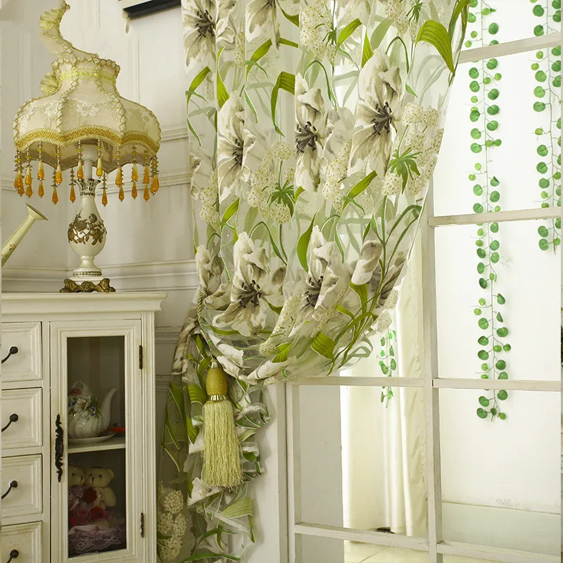 White Striped Yarn Translucent Curtain For Bedroom – image 2