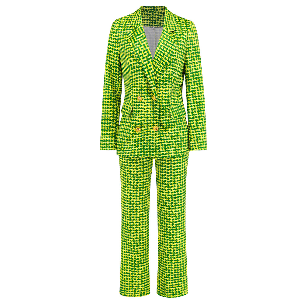 Title 5, Damen Houndstooth Blazer Anzug, doppelreihig, s...