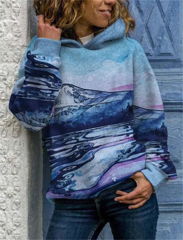 Long Sleeve Pullover Hooded Printed Sweatshirt Color8 2Xl - Shop at LoveMi
