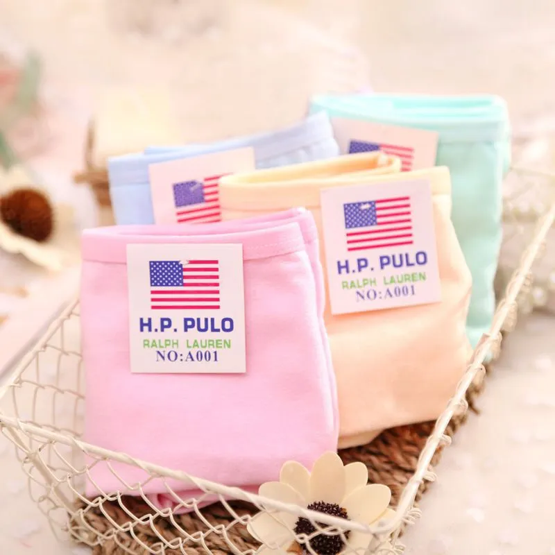 Cotton Briefs Cotton Cartoon - Pure Color Four Bags-One Size