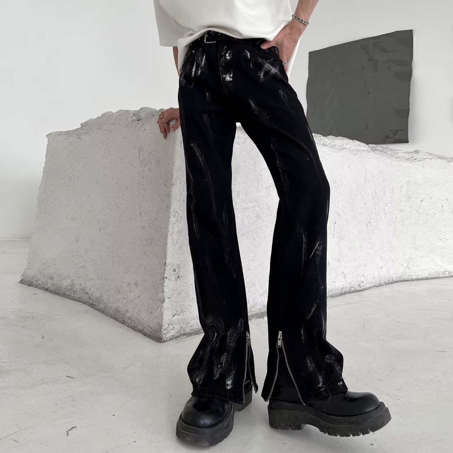 Design Sense Zippered Split Jeans