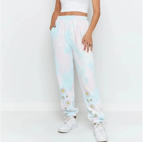 Title 2, European and American print bouquet foot pants ...