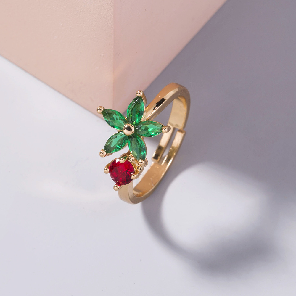 Title 2, Fashion Gold 5-petal Flower Color Ring Female