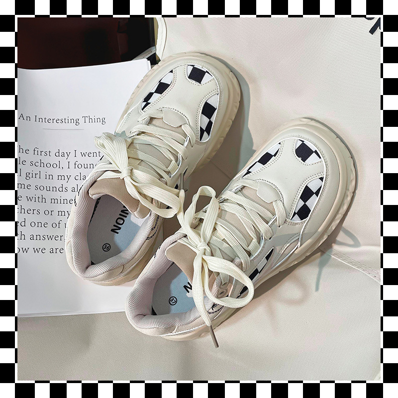 Womens Checkerboard Large Toe Retro Casual Sports Shoes